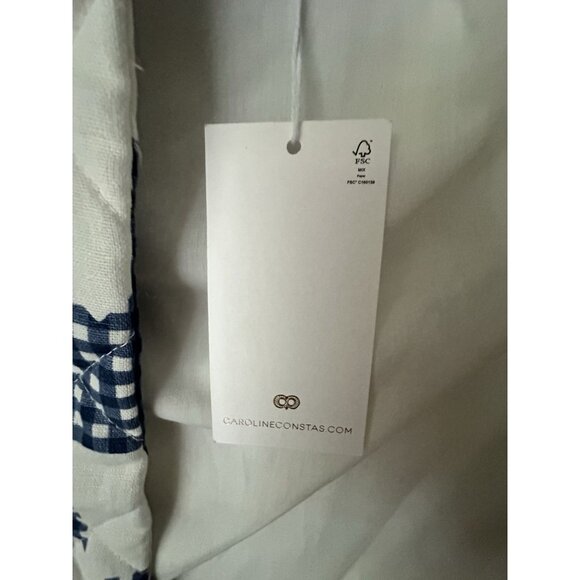 CAROLINE CONSTAS White/Blue Gingham Quilted Linen Blend Jacket Sz Small NWT $395 - Picture 5 of 8